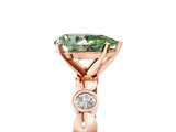 Rose gold Fancy Green Pear  Solitaire Bezel-Set Diamond Ring with Beaded Band and Four-Prong Setting_37