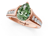 Rose gold Fancy Green Pear  Solitaire Bezel-Set Diamond Ring with Channel-Set Band_38