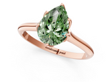 Rose gold Fancy Green Pear  Solitaire Cathedral Diamond Ring with Six-Prong Setting_18