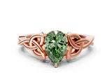 Rose gold Fancy Green Pear  Solitaire Celtic Knot Engagement Ring with Four-Prong Setting_56