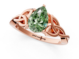 Rose gold Fancy Green Pear  Solitaire Celtic Knot Engagement Ring with Four-Prong Setting_57