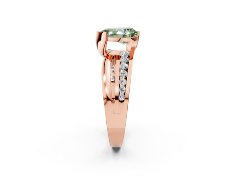 Rose gold Fancy Green Pear  Solitaire Channel-Set Split Shank Ring with Tension Prong Setting_5