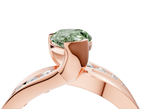 Rose gold Fancy Green Pear  Solitaire Channel-Set Split Shank Ring with Tension Prong Setting_7
