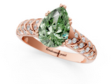 Rose gold Fancy Green Pear  Solitaire Chevron Pave Diamond Engagement Ring with Six-Prong Setting_4