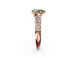 Rose gold Fancy Green Pear  Solitaire Chevron Pave Diamond Engagement Ring with Six-Prong Setting_5