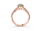 Rose gold Fancy Green Pear  Solitaire Chevron Pave Diamond Engagement Ring with Six-Prong Setting_6