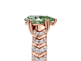 Rose gold Fancy Green Pear  Solitaire Chevron Pave Diamond Engagement Ring with Six-Prong Setting_8