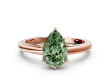 Rose gold Fancy Green Pear  Solitaire Diamond Engagement Ring with Four-Prong Setting on a Classic Band_3