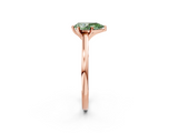 Rose gold Fancy Green Pear  Solitaire Diamond Engagement Ring with Four-Prong Setting on a Classic Band_5