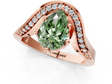 Rose gold Fancy Green Pear  Solitaire Diamond Engagement Ring with Pave Band and Four-Prong Setting 2