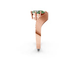 Rose gold Fancy Green Pear  Solitaire Diamond Engagement Ring with Pave Band and Four-Prong Setting 3