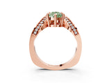 Rose gold Fancy Green Pear  Solitaire Diamond Engagement Ring with Pave Band and Four-Prong Setting 4