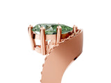 Rose gold Fancy Green Pear  Solitaire Diamond Engagement Ring with Pave Band and Four-Prong Setting