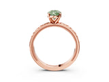 Rose gold Fancy Green Pear  Solitaire Diamond Engagement Ring with XO Engraved Band and Four-Prong Setting 4