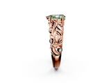 Rose gold Fancy Green Pear  Solitaire Diamond Leaf Vine Band with Prong Setting_31