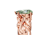 Rose gold Fancy Green Pear  Solitaire Diamond Leaf Vine Band with Prong Setting_34