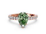 Rose gold Fancy Green Pear  Solitaire Diamond Pavé Band with Four-Prong Setting_58