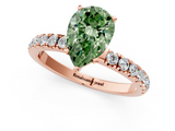 Rose gold Fancy Green Pear  Solitaire Diamond Pavé Band with Four-Prong Setting_59