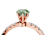 Rose gold Fancy Green Pear  Solitaire Diamond Pavé Band with Four-Prong Setting_62