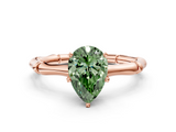 Rose gold Fancy Green Pear  Solitaire Diamond Ring with Bamboo Band and Four-Prong Setting_55