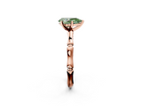 Rose gold Fancy Green Pear  Solitaire Diamond Ring with Bamboo Band and Four-Prong Setting_57