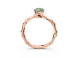 Rose gold Fancy Green Pear  Solitaire Diamond Ring with Bamboo Band and Four-Prong Setting_58