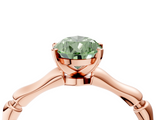 Rose gold Fancy Green Pear  Solitaire Diamond Ring with Bamboo Band and Four-Prong Setting_59