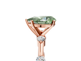 Rose gold Fancy Green Pear  Solitaire Diamond Ring with Bezel Set Side Stones and Prong Setting_8