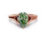 Rose gold Fancy Green Pear  Solitaire Diamond Ring with Cathedral Band and Four-Prong Setting_66