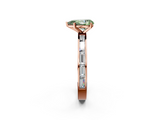 Rose gold Fancy Green Pear  Solitaire Diamond Ring with Channel-Set Baguette Band and Four-Prong Setting_87