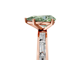 Rose gold Fancy Green Pear  Solitaire Diamond Ring with Channel-Set Baguette Band and Four-Prong Setting_90