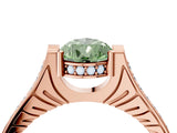 Rose gold Fancy Green Pear  Solitaire Diamond Ring with Channel Set Band and Bezel Prong Setting_57