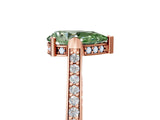 Rose gold Fancy Green Pear  Solitaire Diamond Ring with Channel Set Band and Bezel Prong Setting_58