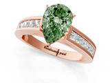 Rose gold Fancy Green Pear  Solitaire Diamond Ring with Channel-Set Band and Four-Prong Setting_4