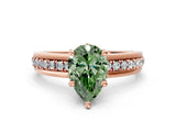 Rose gold Fancy Green Pear  Solitaire Diamond Ring with Channel Set Band and Six-Prong Setting_48