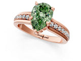 Rose gold Fancy Green Pear  Solitaire Diamond Ring with Channel Set Band and Six-Prong Setting_49