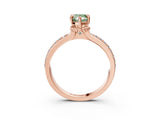 Rose gold Fancy Green Pear  Solitaire Diamond Ring with Channel Set Band and Six-Prong Setting_51