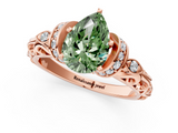 Rose gold Fancy Green Pear  Solitaire Diamond Ring with Filigree Band and Four-Prong Setting_64
