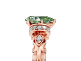 Rose gold Fancy Green Pear  Solitaire Diamond Ring with Filigree Band and Four-Prong Setting_68