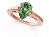 Rose gold Fancy Green Pear  Solitaire Diamond Ring with Four-Prong Setting and Classic Band_4