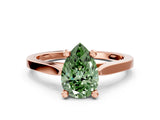 Rose gold Fancy Green Pear  Solitaire Diamond Ring with Four-Prong Setting and Tapered Band 1