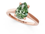 Rose gold Fancy Green Pear  Solitaire Diamond Ring with Four-Prong Setting and Tapered Band 2