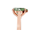 Rose gold Fancy Green Pear  Solitaire Diamond Ring with Four-Prong Setting and Tapered Band