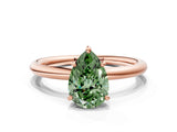 Rose gold Fancy Green Pear  Solitaire Diamond Ring with Four-Prong Setting on a Plain Band_20
