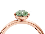 Rose gold Fancy Green Pear  Solitaire Diamond Ring with Four-Prong Setting on a Plain Band_24