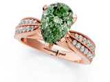 Rose gold Fancy Green Pear  Solitaire Diamond Ring with Milgrain Pavé Band and Four-Prong Setting_32