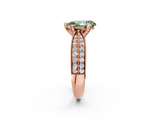 Rose gold Fancy Green Pear  Solitaire Diamond Ring with Milgrain Pavé Band and Four-Prong Setting_33