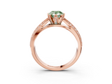 Rose gold Fancy Green Pear  Solitaire Diamond Ring with Milgrain Pavé Band and Four-Prong Setting_34