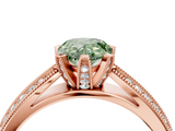 Rose gold Fancy Green Pear  Solitaire Diamond Ring with Milgrain Pavé Band and Four-Prong Setting_35