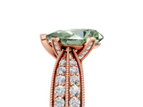 Rose gold Fancy Green Pear  Solitaire Diamond Ring with Milgrain Pavé Band and Four-Prong Setting_36